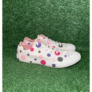 Converse Chuck Taylor All Star Women Size 7 White Pink Polka Dot Shoes‎ Sneakers